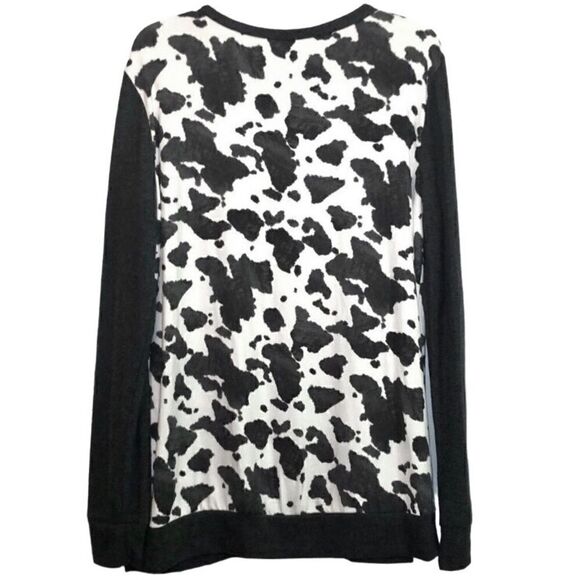 NEW Animal Print Knit Top in Dark Grey Heather/White Women’s Large - Picture 5 of 7